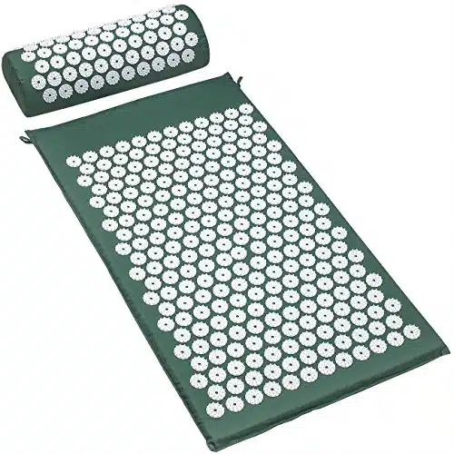 Sivan Back And Neck Pain Relief Acupressure Mat And Pillow Set, Chronic Back Pain Treatment   Relieves Your Stress Of Lower Upper Back And Sciatic Pain   Green