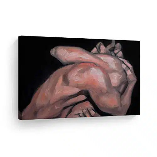 Smile Art Design Embrace By Kenney Mencher Canvas Print Sexy Homosexual Couple Kissing Portrait Oil Painting Lgbt Half Nude Gay Art Living Room Decor Bedroom Wall Art Ready To Hang   X