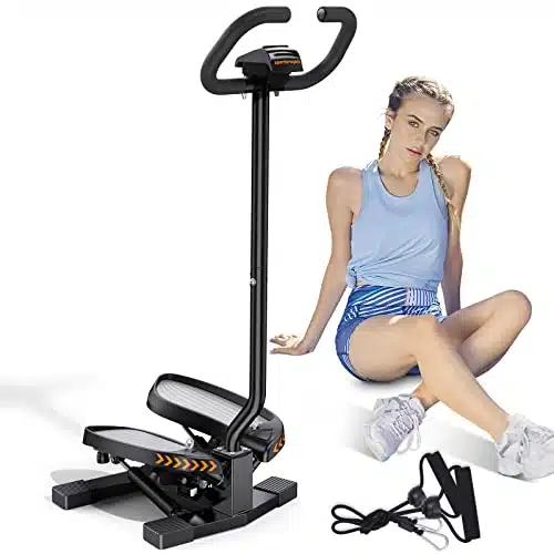 Sportsroyals Stair Stepper With Handlebar For Exercises Twist Stepper With Resistance Bands And Lbs Weight Capacity