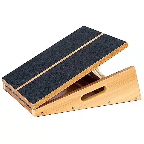 Strongtek Professional Wooden Slant Board, Adjustable Incline Board, And Calf Stretcher, Stretch Board   Extra Side Handle Design For Portability, Full Coverage