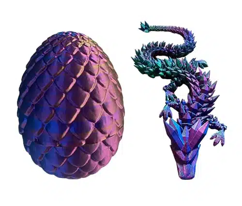 Surprise Egg   Articulated Dragon   Crystal Dragon   Fidget Toy For Autism Adhd   D Printed Gift (Silk Purple, Blue, Green, Teen )