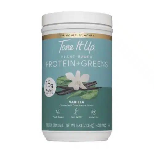 Tone It Up Plant Based Protein Powder + Greens I Dairy Free, Kosher, Non Gmo Pea &Amp; Pumpkin Seed Protein For Women I Servings, G Of Protein Â Vanilla