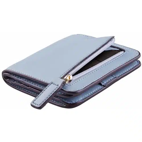 Toughergun Womens Rfid Blocking Small Compact Bifold Luxury Genuine Leather Pocket Wallet Ladies Mini Purse With Id Window (Renapa Blue Classic)