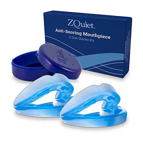 Zquiet, Anti Snoring Mouthpiece, Starter Pack With Sizes, Living Hinge &Amp; Open Front Design For Comfort &Amp; Easy Breathing, Blue
