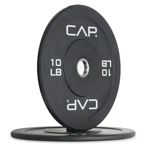 Cap Barbell Budget Olympic Bumper Plate Set With White Logo, Black, Lb Pair