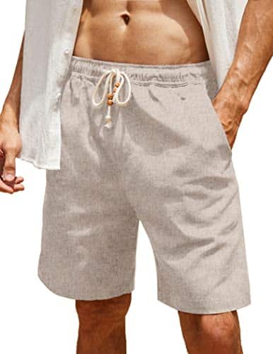 Coofandy Mens Fishingwalkgolfcyclingrunning Shorts Flat Front Linen Lightweight Drawstring Summer Beach X Large Light Khaki Coofandy Mens Fishing,Walk,Golf,Cycling,Running, Shorts, Flat Front Linen Lightweight Drawstring Summer Beach, X Large, Light Khaki