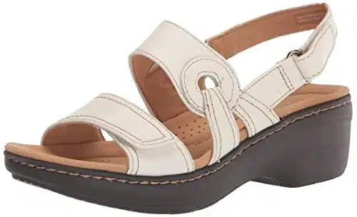 Clarks Merliah Opal Heeled Sandal, White Leather, Edium