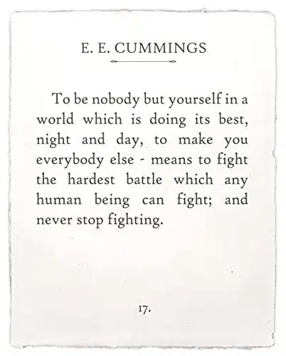 E.e. Cummings   To Be Nobody But Yourself   Handmade Paper   Great Home And Office Decor, Motivational Quote Poster, Positive Literary Inspirational Gift, Xunframed Book Page Art Print Poster