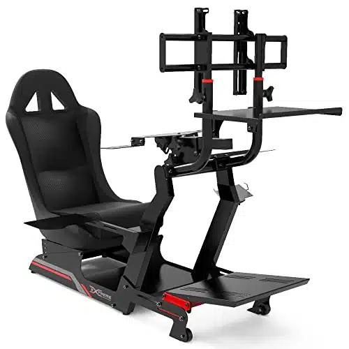 Extreme Simracing Racing Simulator Cockpit With All Accessories (Black)   Virtual Experience V Racing Simulator For Logitech G, G, G, G, Simagic, Thrustmaster And Fanatec