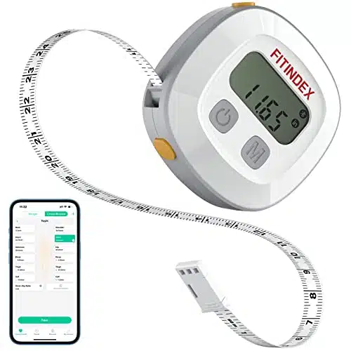 Fitindex Smart Tape Measure Body, Bluetooth Measuring Tape For Body With App, Accurately Retractable Digital Body Tape Measure For Weight Loss, Fitness, Body Building, Inch&Amp;Cm