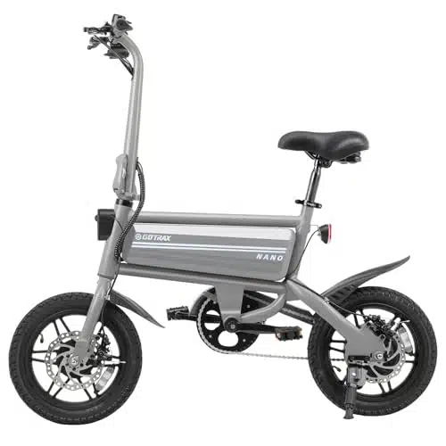 Gotrax Nano Folding Electric Bike, Max Range Iles(Pedal Assist) &Amp; Max Speed Ph, Power By  Motor, Adjustable Seat &Amp; Dual Fenders, Commuter Electric Bicycle For Adultsteens Gray