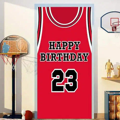 Happy Birthday Banner Backdrop Red Basketball Star Player Sports Theme Decor For Man Boy St Birthday Party Supplies Baby Shower Decorations Man Cave Photo Booth Props Background Favors