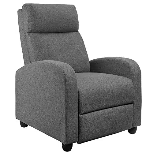 Jummico Recliner Chair Adjustable Home Theater Single Fabric Recliner Sofa Furniture With Thick Seat Cushion And Backrest Modern Living Room Recliners (Aurora Grey)