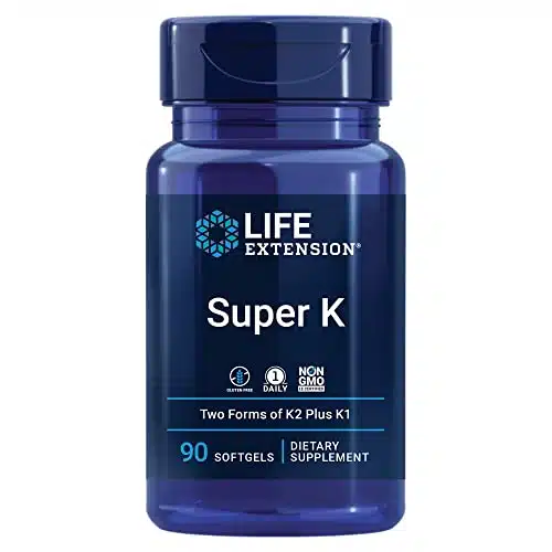 Life Extension Super K, Vitamin K, Vitamin Kmk , Vitamin Kmk , Vitamin C, Boneheartarterial Health, Month Supply, Gluten Free, Daily, Non Gmo, Softgels