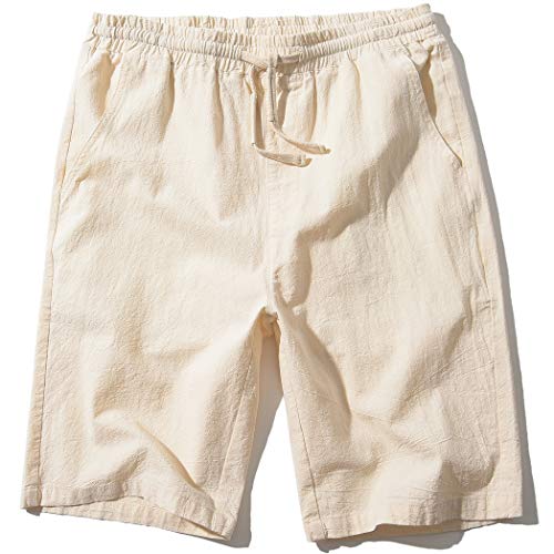 Sirens Linen Casual Classic Fit Inch Inseam Elastic Waist Shorts With Drawstring Beige Large Siren'S Linen Casual Classic Fit Inch Inseam Elastic Waist Shorts With Drawstring Beige Large