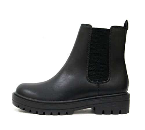 Soda Pilot ~ Women Lug Sole Low Heel Chelsea Fashion Ankle Bootie Wdouble Elastic Gore (Black, Us_Footwear_Size_System, Adult, Women, Numeric, Medium, Numeric__Point_)
