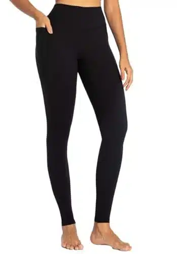 Sunzel No Front Seam Workout Leggings For Women With Pockets, High Waisted Compression Yoga Pants With Tummy Control Black Medium