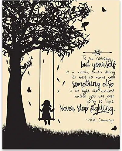 To Be Nobody But Yourself   E.e. Cummings Xunframed Motivational Wall Art   These Literature Book Posters Are Perfect For English Classroom, Home Office Or Anywhere You Want Motivational Posters