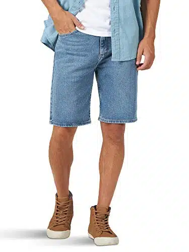 Wrangler Authentics Men'S Classic Relaxed Fit Five Pocket Jean Short, Light Wash Flex,