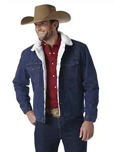 Wrangler Men'S Style Cowboy Cut Western Lined Jacket, Denimsherpa, Medium
