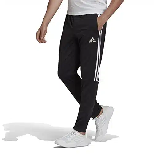 Adidas Men'S Aeroready Sereno Slim Tapered Cut Stripes Pants, Blackwhite, X Large