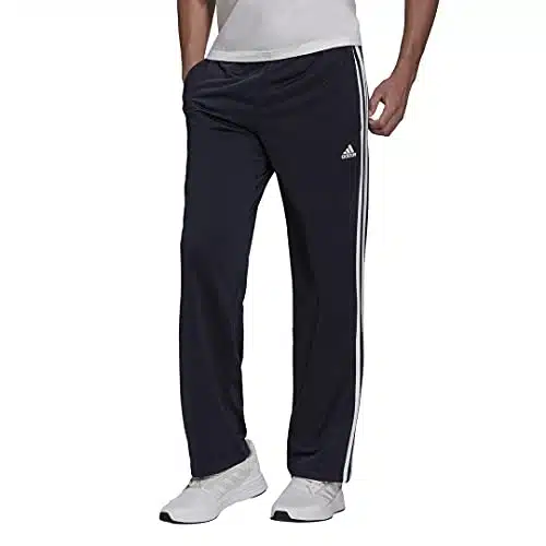 Adidas Men'S Essentials Warm Up Open Hem Stripes Tracksuit Bottoms, Legend Inkwhite, Mediuminseam