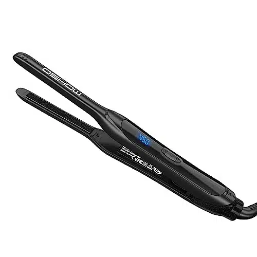 Inch Small Flat Iron, Pencil Flat Iron For Short Hair, Pixie Cut And Bangs, Ceramic Tourmaline Mini Hair Straightener Dual Voltage With Adjustable Temperature, Auto Shut Off(Black)