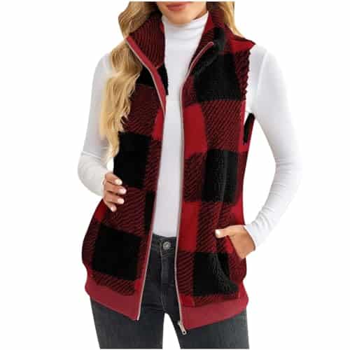 Prime Of Day Deals Today Omens Fashion Plaid Fleece Vest Casual Fuzzy Sleeveless Fuzzy Sherpa Vest Fluffy Zipper Jacket Warm Outerwear Teddy Coat Wine L Prime Of Day Deals Today Omens Fashion Plaid Fleece Vest Casual Fuzzy Sleeveless Fuzzy Sherpa Vest Fluffy Zipper Jacket Warm Outerwear Teddy Coat Wine L