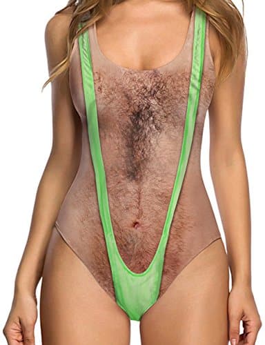 Uideazone Women Funny Chest Hair One Piece Bathing Suit Sexy Backless Padded Swimsuit Beach Wear Uideazone Women Funny Chest Hair One Piece Bathing Suit Sexy Backless Padded Swimsuit Beach Wear