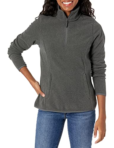 Amazon Essentials Women'S Classic Fit Long Sleeve Quarter Zip Polar Fleece Pullover Jacket (Available In Plus Size), Charcoal Heather, Large