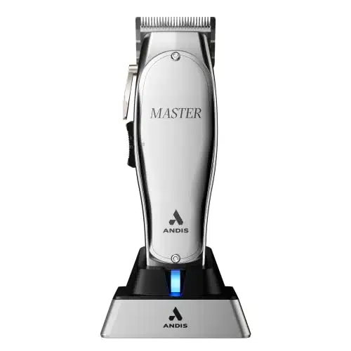Andis Professional Master Cordedcordless Hair Trimmer, Adjustable Carbon Steel Blade Hair Clipper For Close Cutting, Silver