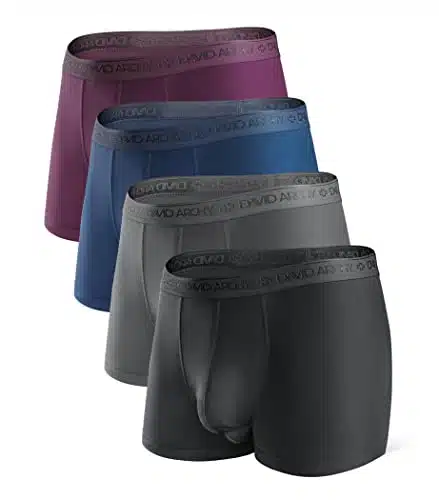 David Archy Men'S Underwear Micro Modal Dual Pouch Trunks Support Ball Pouch Bulge Enhancing Boxer Briefs For Men Pack(M, Blackdark Graynavy Bluewine)