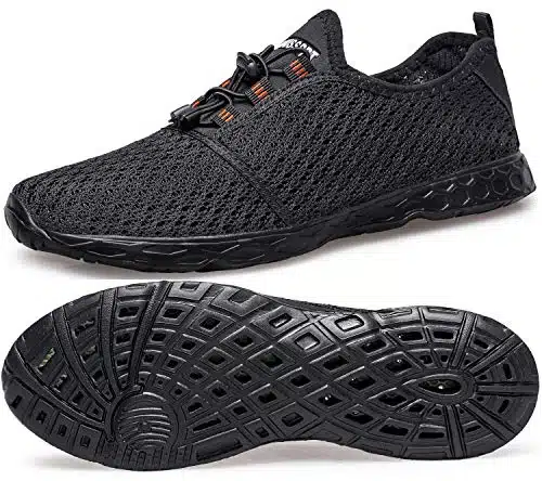 Doussprt Men'S Water Shoes Quick Drying Sports Aqua Shoes Dark Allblack