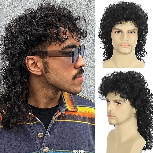 Daiaces Mullet Wigs For Men S Black Long Curly Wigs Hippie Rocking S Party Cosplay Costume Anime Heat Resistant Synthetic Hair Wig S Wig Daiaces Mullet Wigs For Men S Black Long Curly Wigs Hippie Rocking S Party Cosplay Costume Anime Heat Resistant Synthetic Hair Wig 'S Wig