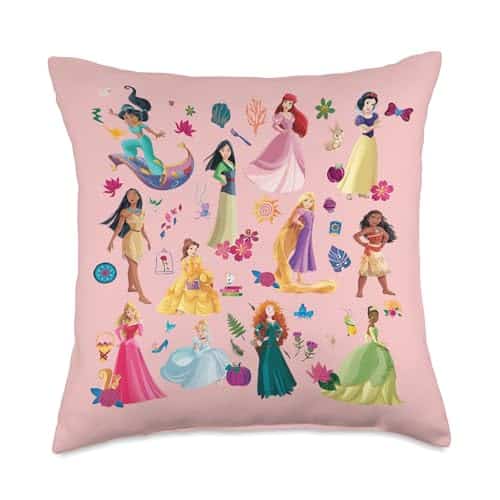 Disney Princess Magical Print Pink Throw Pillow, Count (Pack Of ), Multicolor