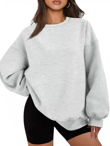 Efan Hoodies For Women Sweatshirts Oversized Sweaters Fall Outfits Clothes Crew Neck Pullover Tops Loose Comfy Winter Fashion Grey