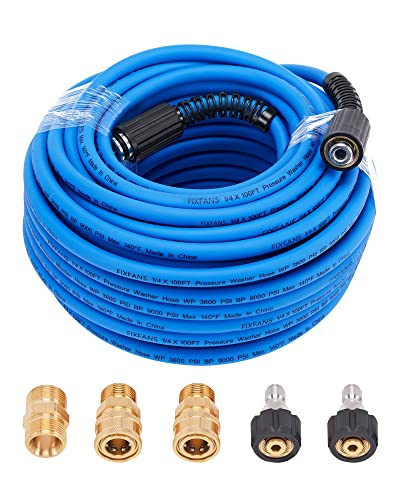 Fixfans Pressure Washer Hose – X Ft High Power Washer Extension Hose – Kink Wear Resistant High Pressure Hose For Replacement – Compatible With Fittings – Psi Fixfans Pressure Washer Hose X Ft High Power Washer Extension Hose Kink &Amp; Wear Resistant High Pressure Hose For Replacement Compatible With Fittings Psi