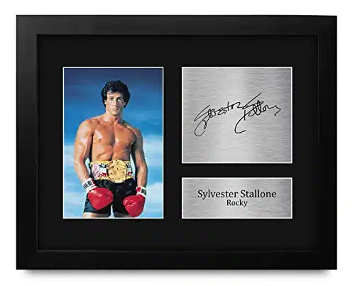 Hwc Trading Sylvester Stallone Rocky Gifts Usl Framed Printed Signed Autograph Picture For Movie Memorabilia Fans   Us Letter Size