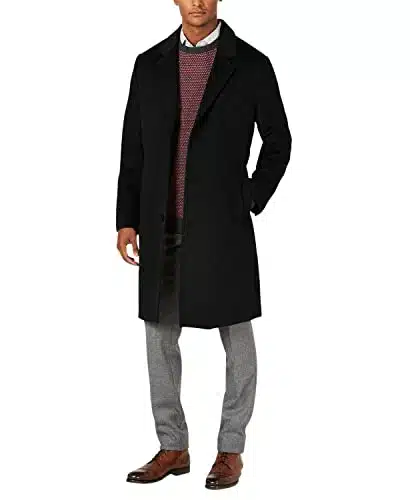 London Fog Men'S Lsignature Wool Blend Top Coat   Black   R