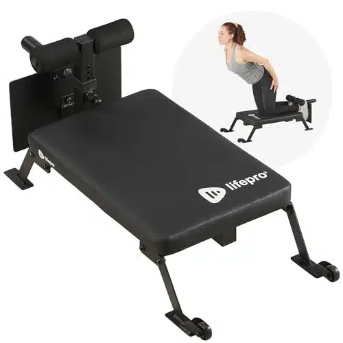 Lifepro Nordic Curl Workout Bench   Home Gym Hamstring Curl Machine &Amp; Glute Bench With Transport Wheels   Works With &Amp; Olympic Weight Plates   Durable Padding, Construction