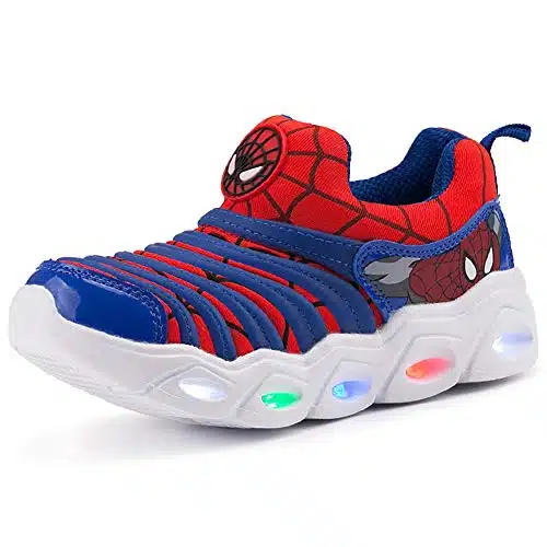 Light Up Shoes, Boys Shoes, Spider Caterpillar Upper Running Walking Sneakers Through Vibration Flash(Bluered ,  Toddler)