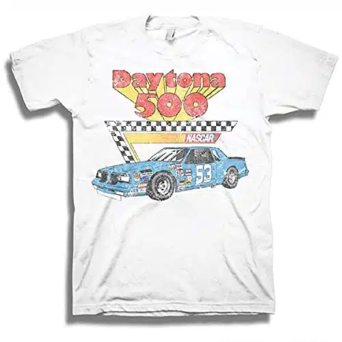 Nascar Vintage Daytona Shirt Racing Mens Graphic T Shirt (White Daytona, X Large)