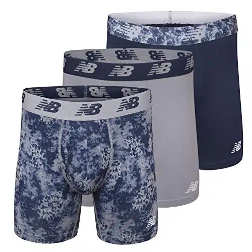 New Balance Men'S Boxer Brief Fly Front With Pouch, Pack,Printsteelpigment, Large ()