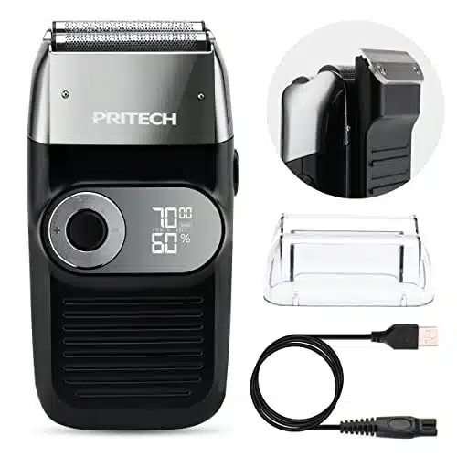 Pritech Electric Bald Shavers With In Double Blade Shaver Foil Blade And Popuptrimmer With Rechargeable Adjustable Speeds Men'S Bald Shaver By Pritech