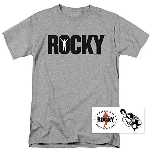 Rocky Movie Logo Italian Stallion Sylvester Stallone T Shirt &Amp; Stickers (Large) Athletic Heather