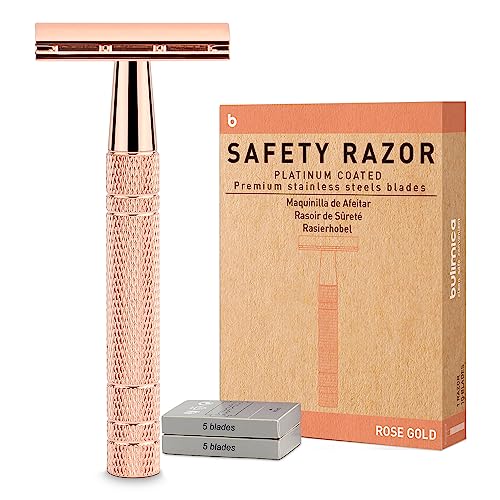 Rose Gold Double Edge Safety Razor For Womenwith Platinum Coated Double Edge Safety Razor Blades Reusable Metal Razors For Men Travel Essentials Single Blade Razor Rose Gold Double Edge Safety Razor For Women,With Platinum Coated Double Edge Safety Razor Blades, Reusable Metal Razors For Men, Travel Essentials Single Blade Razor