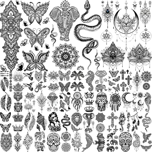 Shegazzi Sheets Black Lace Temporary Tattoos For Women Girls Large Lotus Mandala Flower Snake Elephant Butterfly Fake Adults Kit Indian Tribal Skull Arm Sleeve Neck Tatoos Wedding Shegazzi Sheets Black Lace Temporary Tattoos For Women Girls, Large Lotus Mandala Flower Snake Elephant Butterfly Fake Adults Kit, Indian Tribal Skull Arm Sleeve Neck Tatoos Wedding