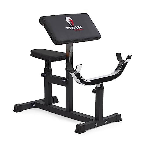 Titan Fitness Adjustable Arm Preacher Curl Weight Station Seated Strength Training Fitness Bench Rated Lb Isolated Barbell Dumbbell Bicep Tricep Muscle Home Gym Fitness Equ Titan Fitness Adjustable Arm Preacher Curl Weight Station, Seated Strength Training Fitness Bench, Rated Lb, Isolated Barbell Dumbbell Bicep Tricep Muscle Home Gym Fitness Equ