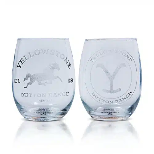 Toynk Yellowstone Dutton Ranch Ounce Stemless Wine Glasses  Set Of