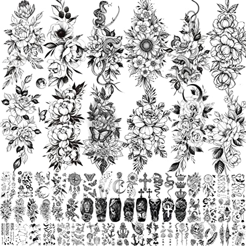 Vantaty Sheets D Snake Flower Temporary Tattoos For Women Girls Neck Arm Sheets Realistic Floral Fake Tattoo Stickers Thigh Waterproof Temp Transfer Tatoo Adults Rose Sunflower Butterfly Vantaty Sheets D Snake Flower Temporary Tattoos For Women Girls Neck Arm, Sheets Realistic Floral Fake Tattoo Stickers Thigh, Waterproof Temp Transfer Tatoo Adults Rose Sunflower Butterfly